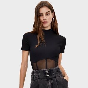 Corset bodysuit with sheer detail